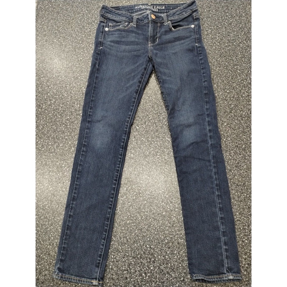 American Eagle Jeans Women 4 Regular Blue Skinny Stretch Denim Pants‎ - Picture 2 of 7
